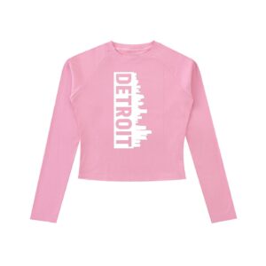 "detroit side" dyed washed raglan long sleeve slim t shirt (pink)
