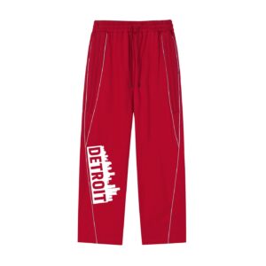 "detroit side" reflection striped straight leg sweatpants
