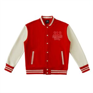 "whatupdoe" urban streetwear two tone fleeced varsity jacket