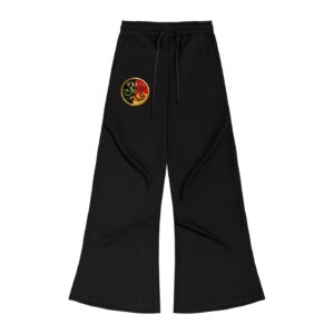 "black girl powers" wide leg drawstring sweatpants (black)