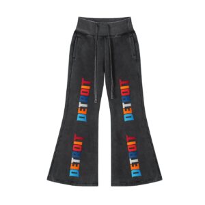 "313 teams" vintage washed flared fleece pants (black)