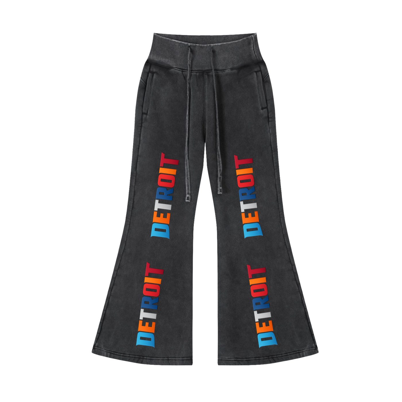 "313 teams" vintage washed flared fleece pants (black)