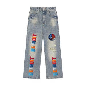 "313 teams" vintage wash distressed denim jeans