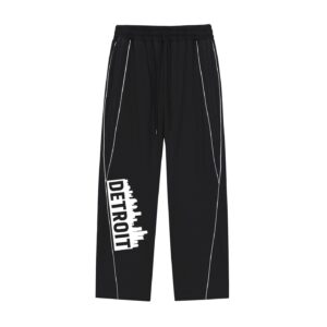 "detroit side" reflection striped straight leg sweatpants