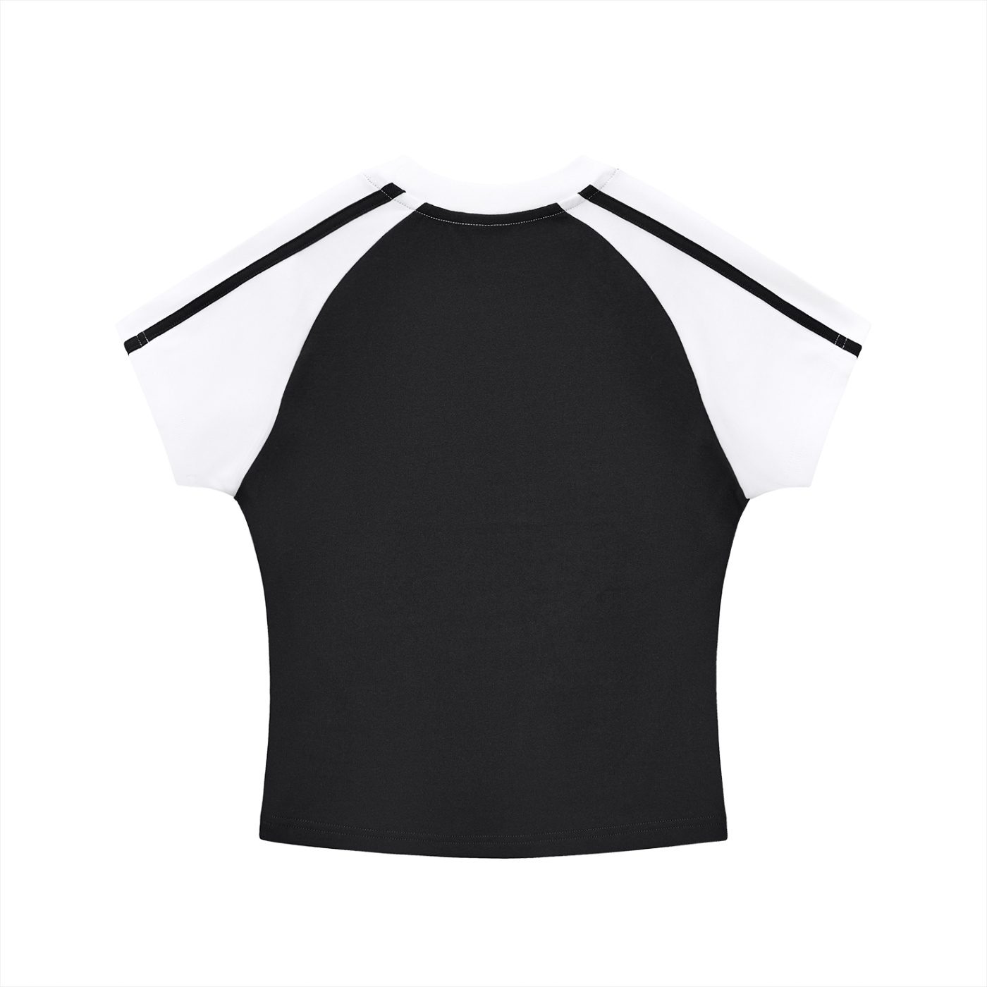 "roar of the d" urban streetwear contrast stripes bodycon raglan sleeve t shirt (black)