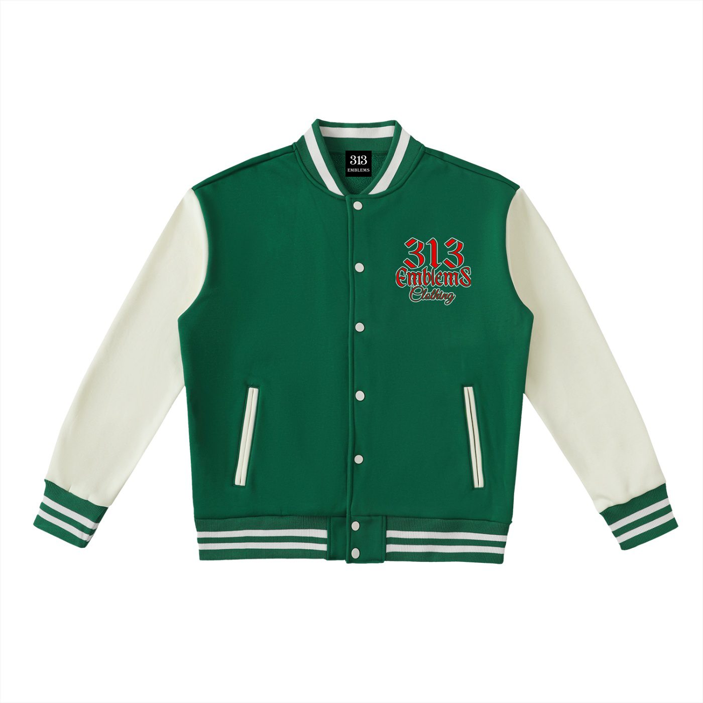 "whatupdoe" urban streetwear two tone fleeced varsity jacket