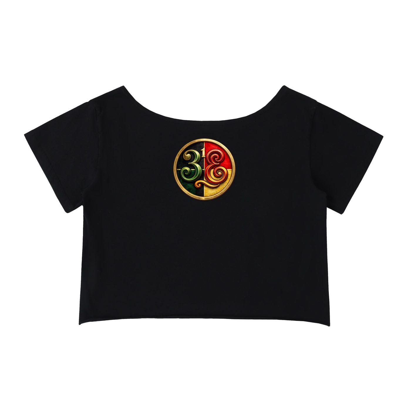 "black girl powers" off shoulder rolled hem cotton t shirt (black)