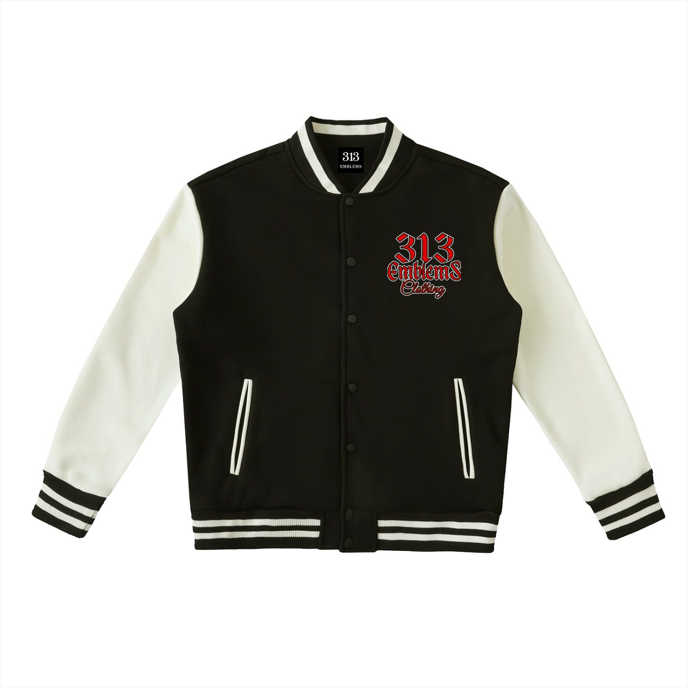 "whatupdoe" urban streetwear two tone fleeced varsity jacket