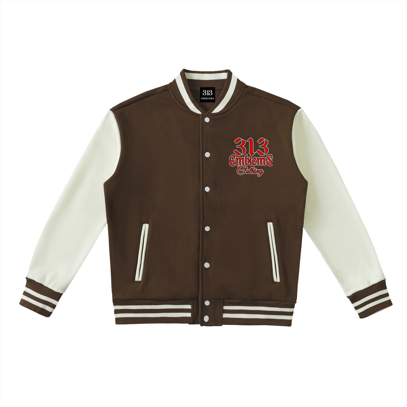 "whatupdoe" urban streetwear two tone fleeced varsity jacket