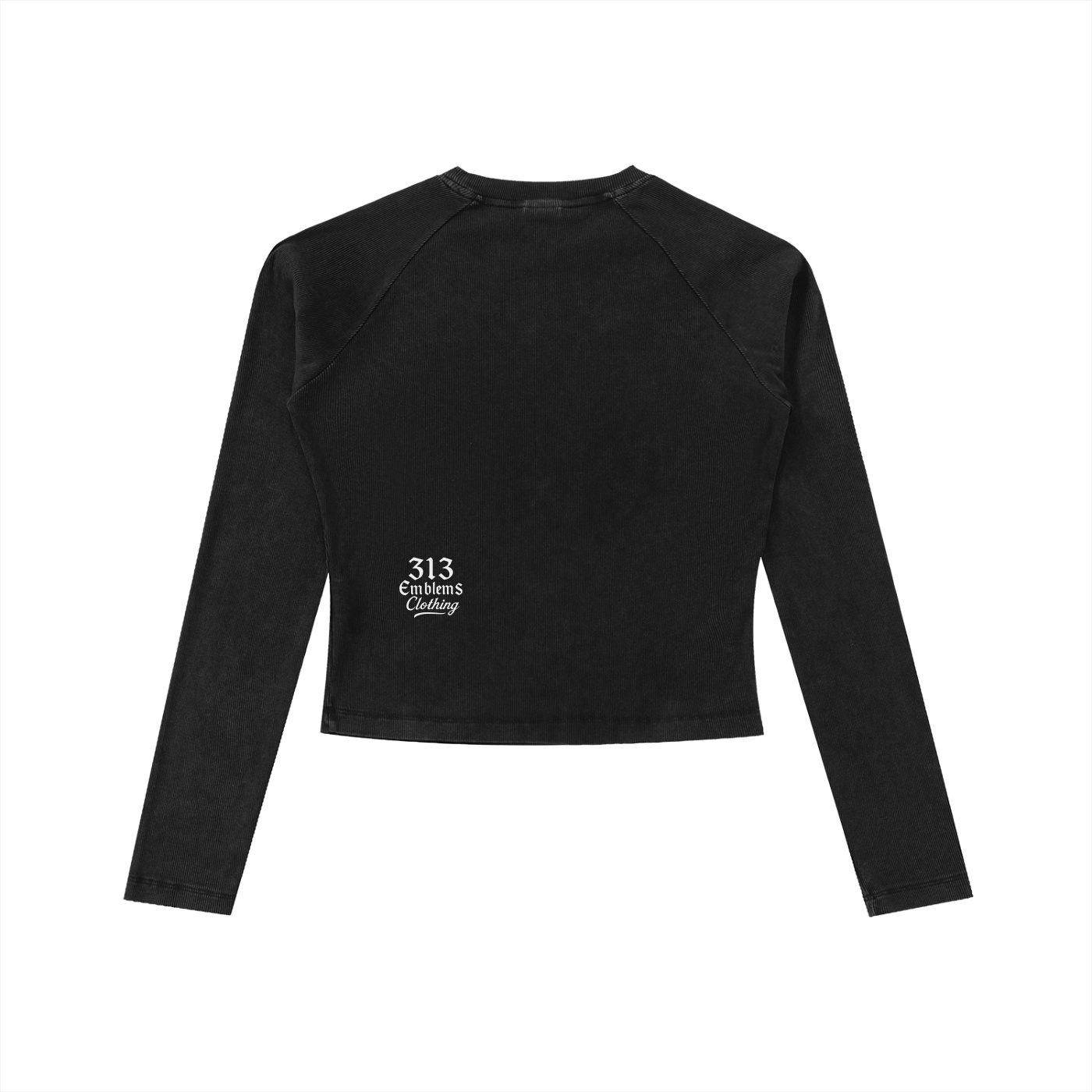 "detroit side" dyed washed raglan long sleeve slim t shirt (black)