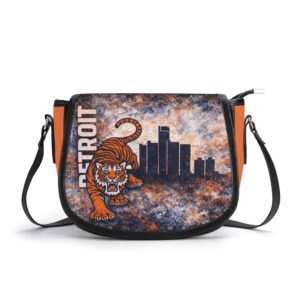 313 Emblems "Tiger Paw" Top-grain Leather Saddle Bag Black/Orange