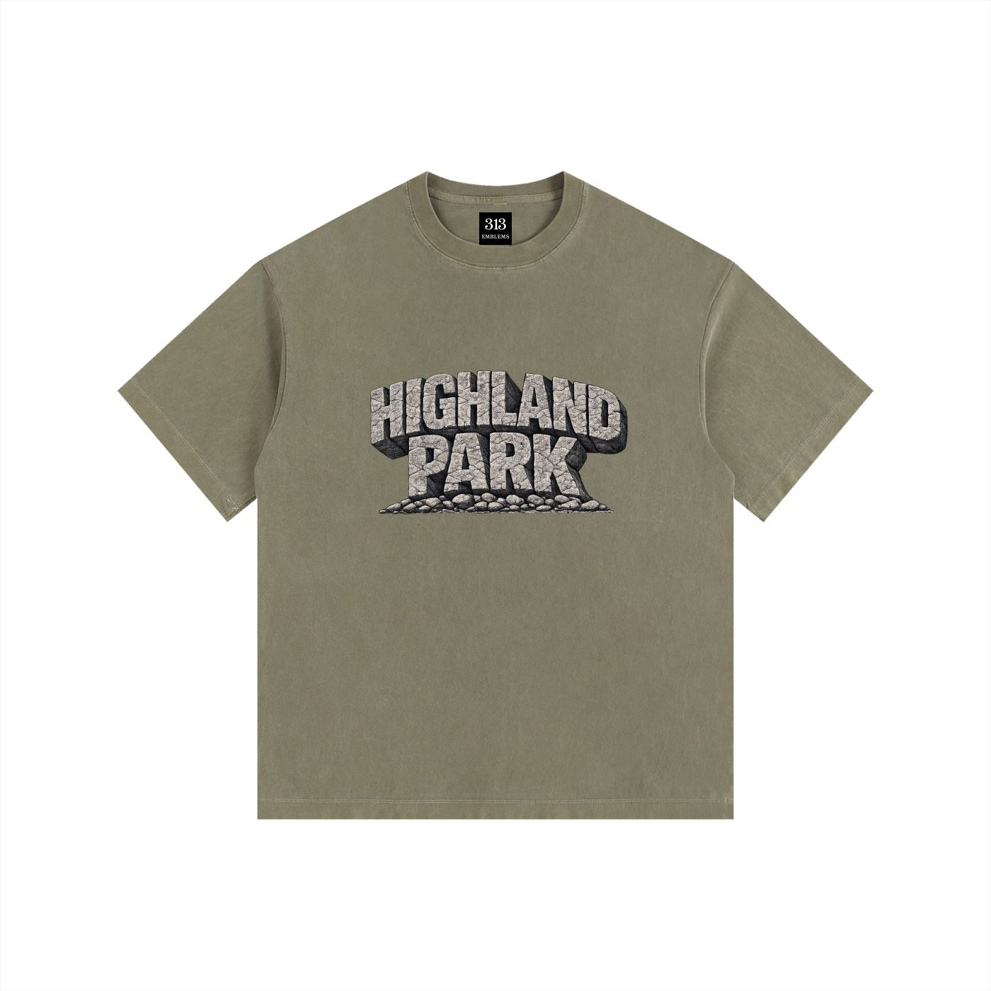 "detroit streets" highland park urban streetwear vintage washed oversized cotton t shirt