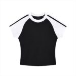 contrast stripes bodycon raglan sleeve t shirt