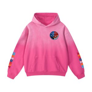"313 teams" heavyweight sunfade oversized hoodie pink