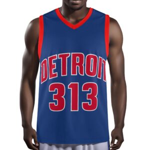 313 Emblems "Detroit Basketball" Men's Jersey blue/white