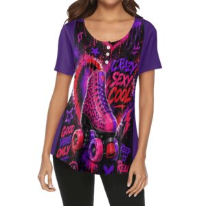 Women's Scoop Neck Short sleeve Loose Blouse