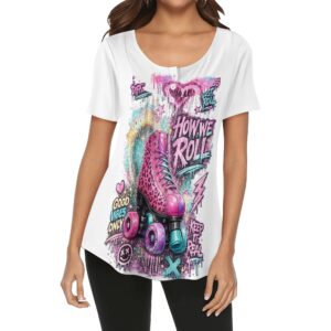 "How We Roll" Women's Blouse White/Pink