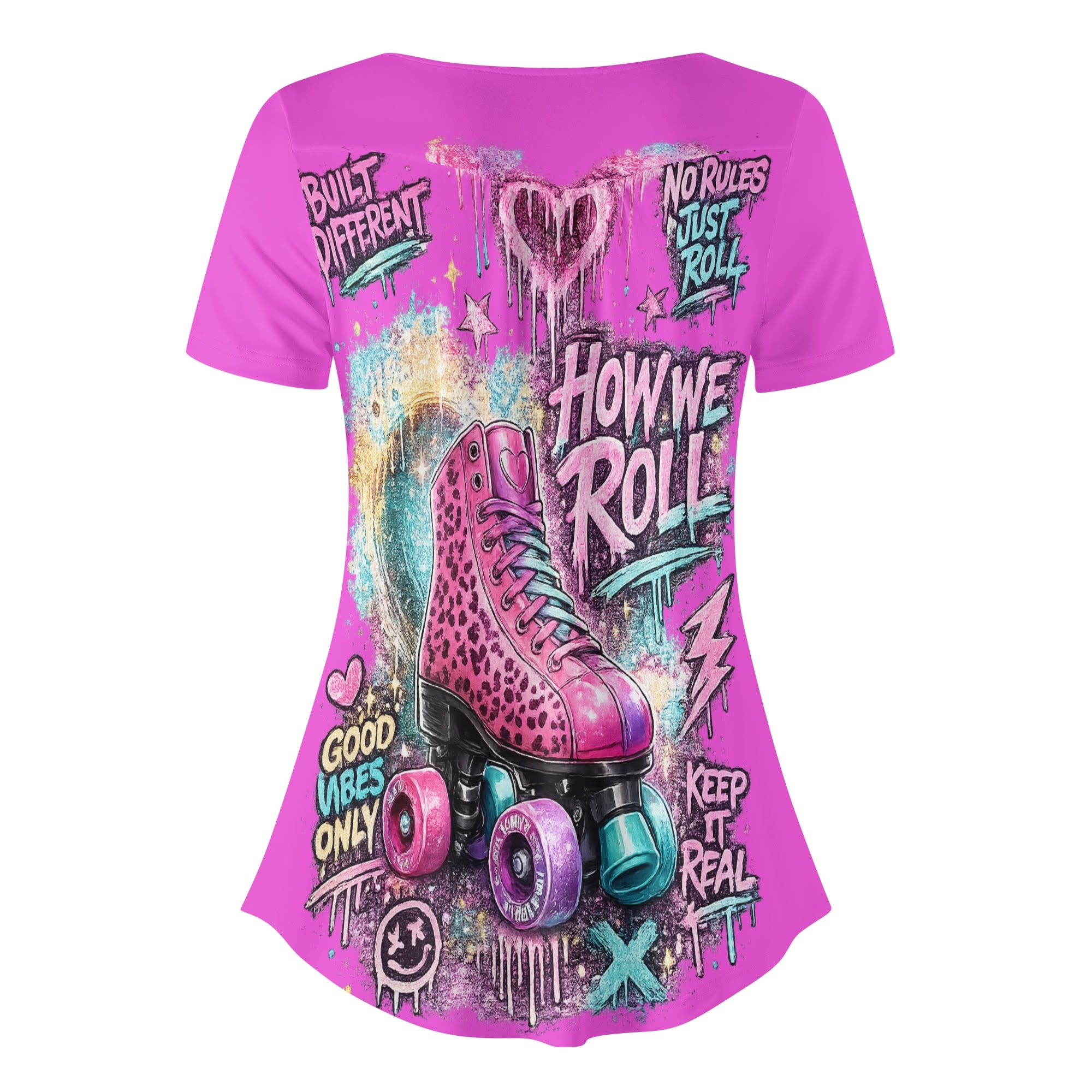"How We Roll" Women's Blouse White/Pink - Image 19