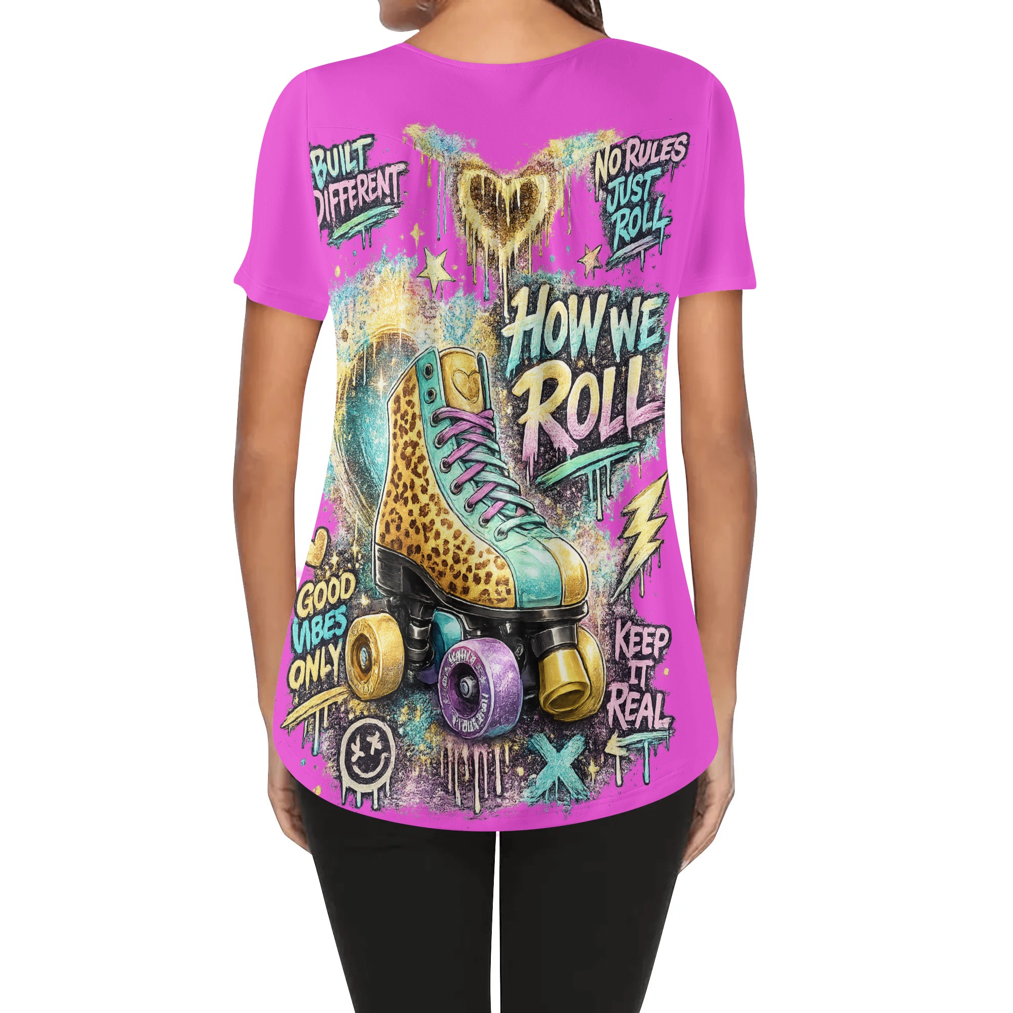 "How We Roll" Women's Blouse White/Pink - Image 12