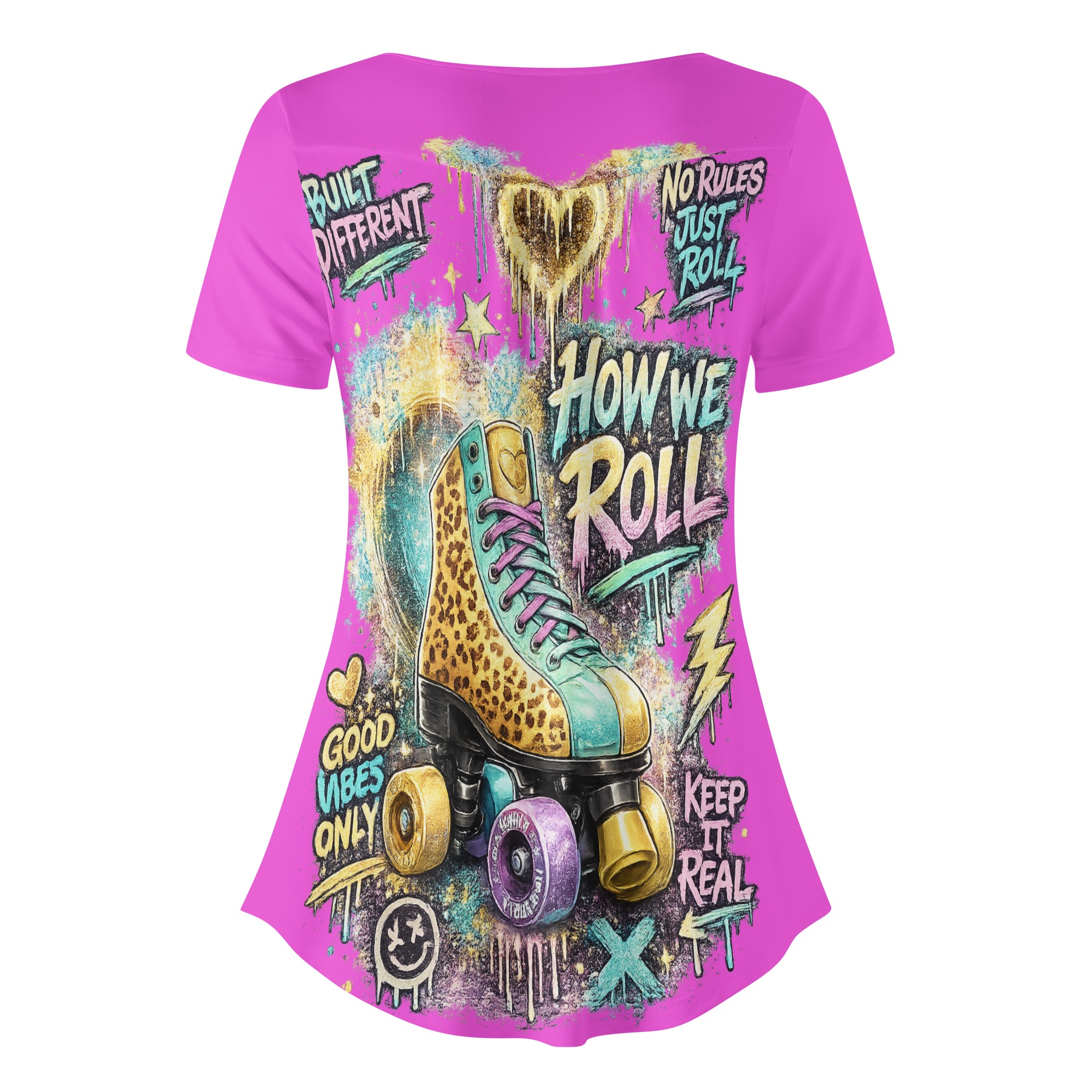 "How We Roll" Women's Blouse White/Pink - Image 14