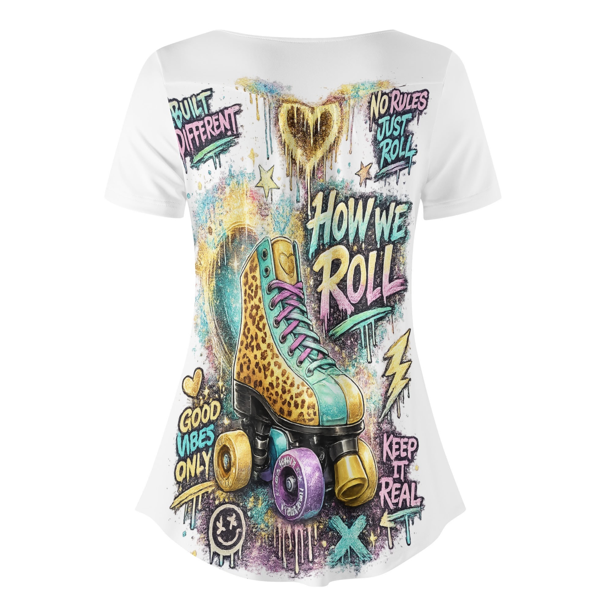 "How We Roll" Women's Blouse White/Pink - Image 9