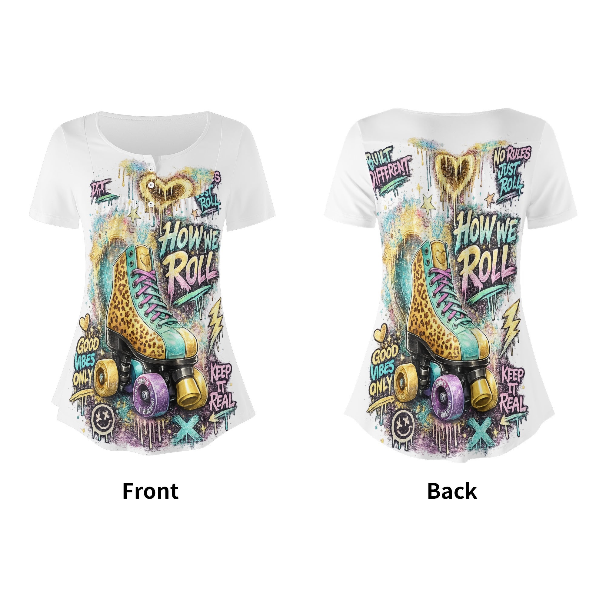 "How We Roll" Women's Blouse White/Pink - Image 10