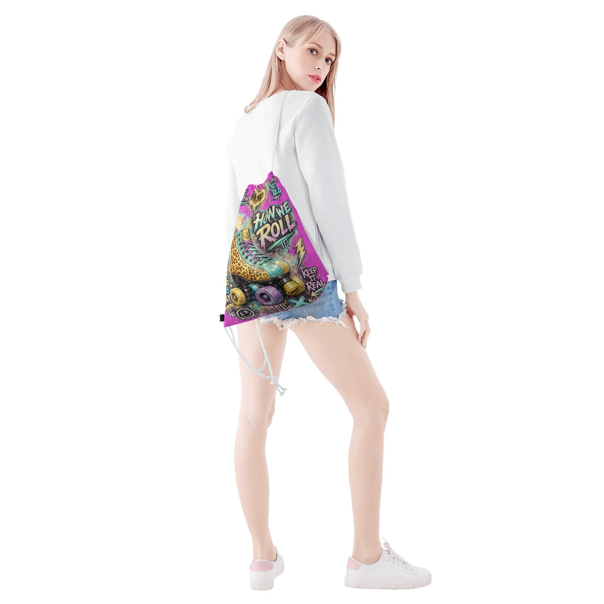 "How We Roll" Women's Blouse White/Pink - Image 27