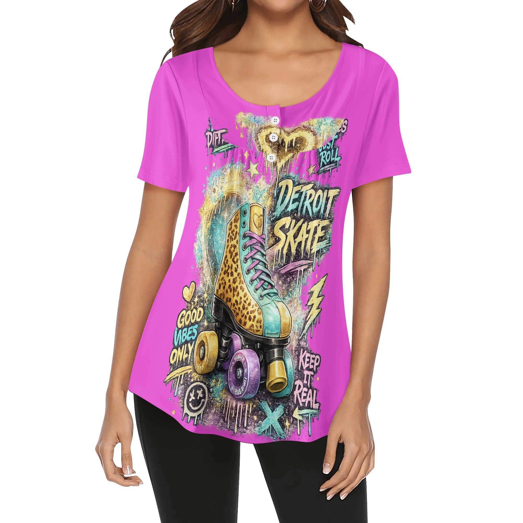 "Detroit Skate" Women's Blouse Multi Color