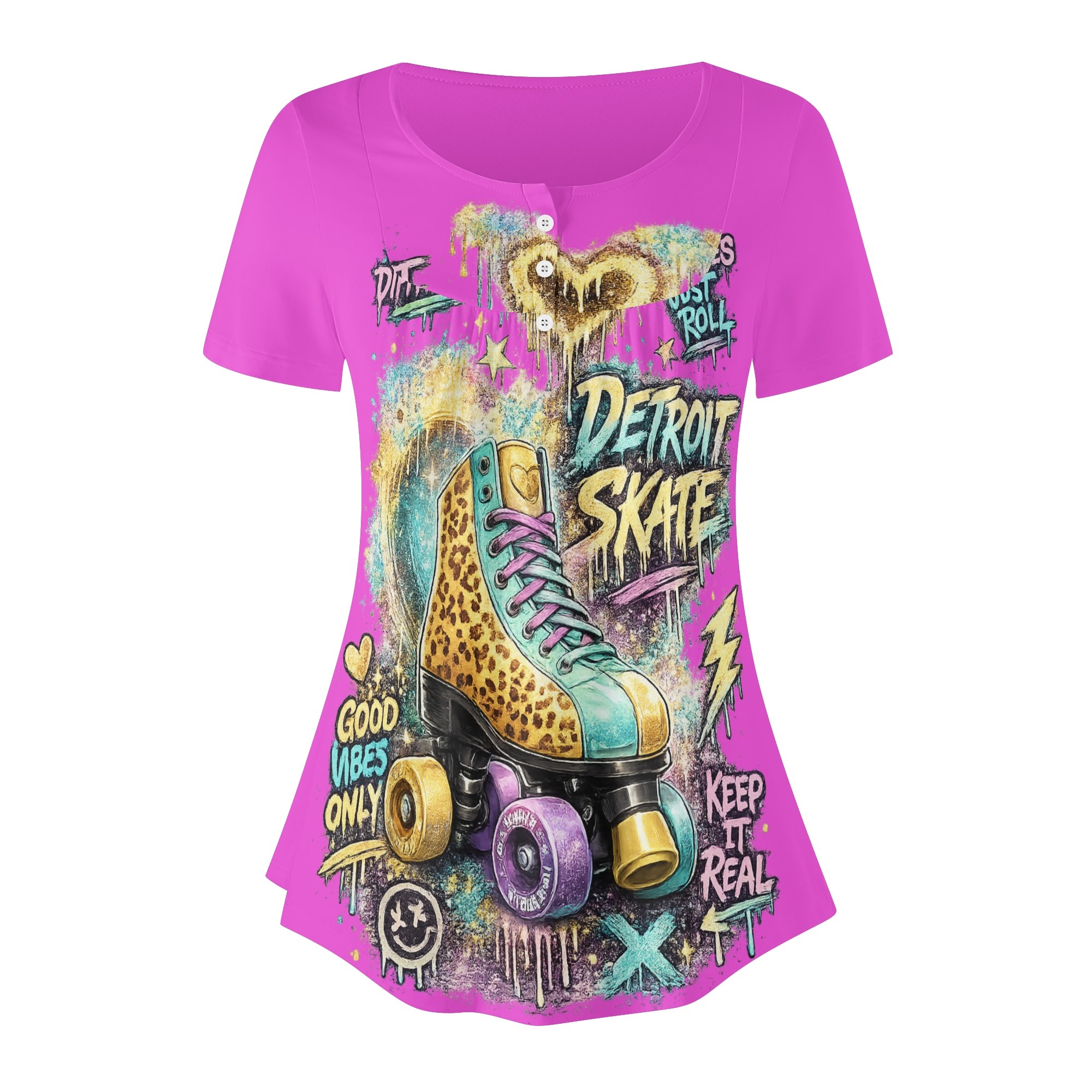 "Detroit Skate" Women's Blouse Multi Color - Image 3