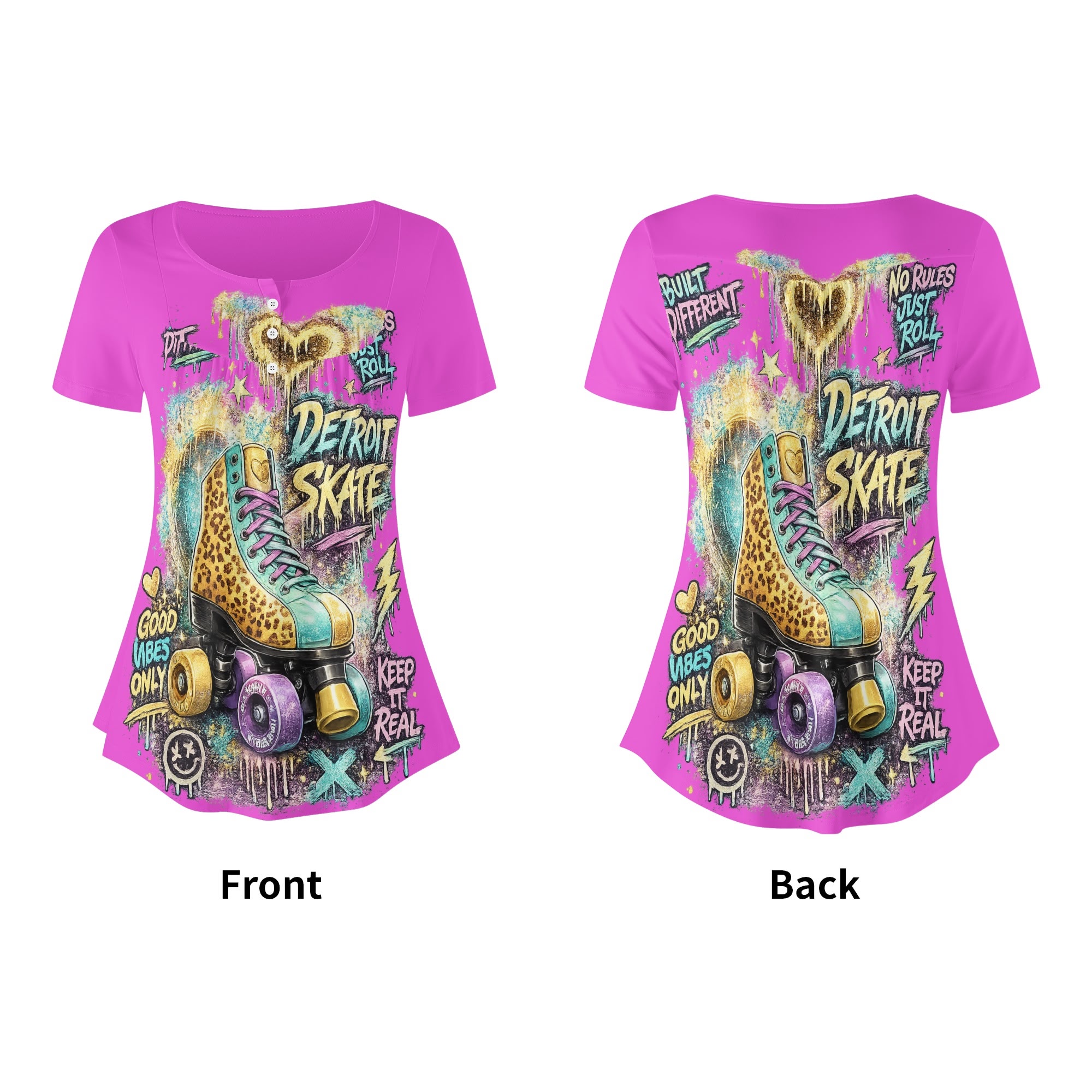 "Detroit Skate" Women's Blouse Multi Color - Image 5