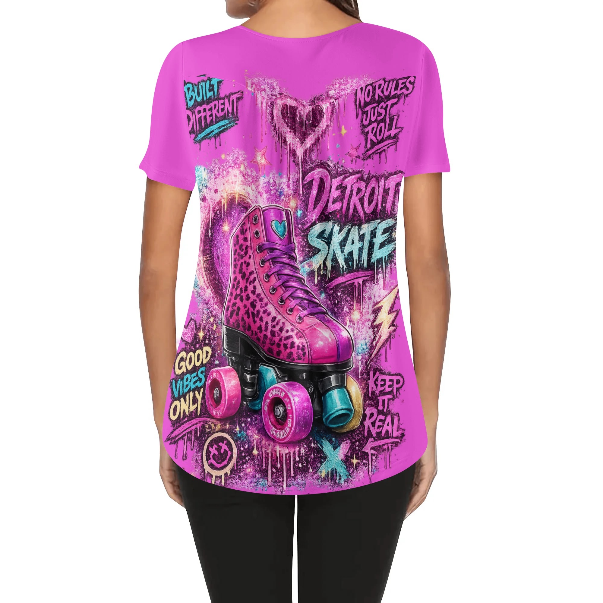 "Detroit Skate" Women's Blouse Multi Color - Image 7