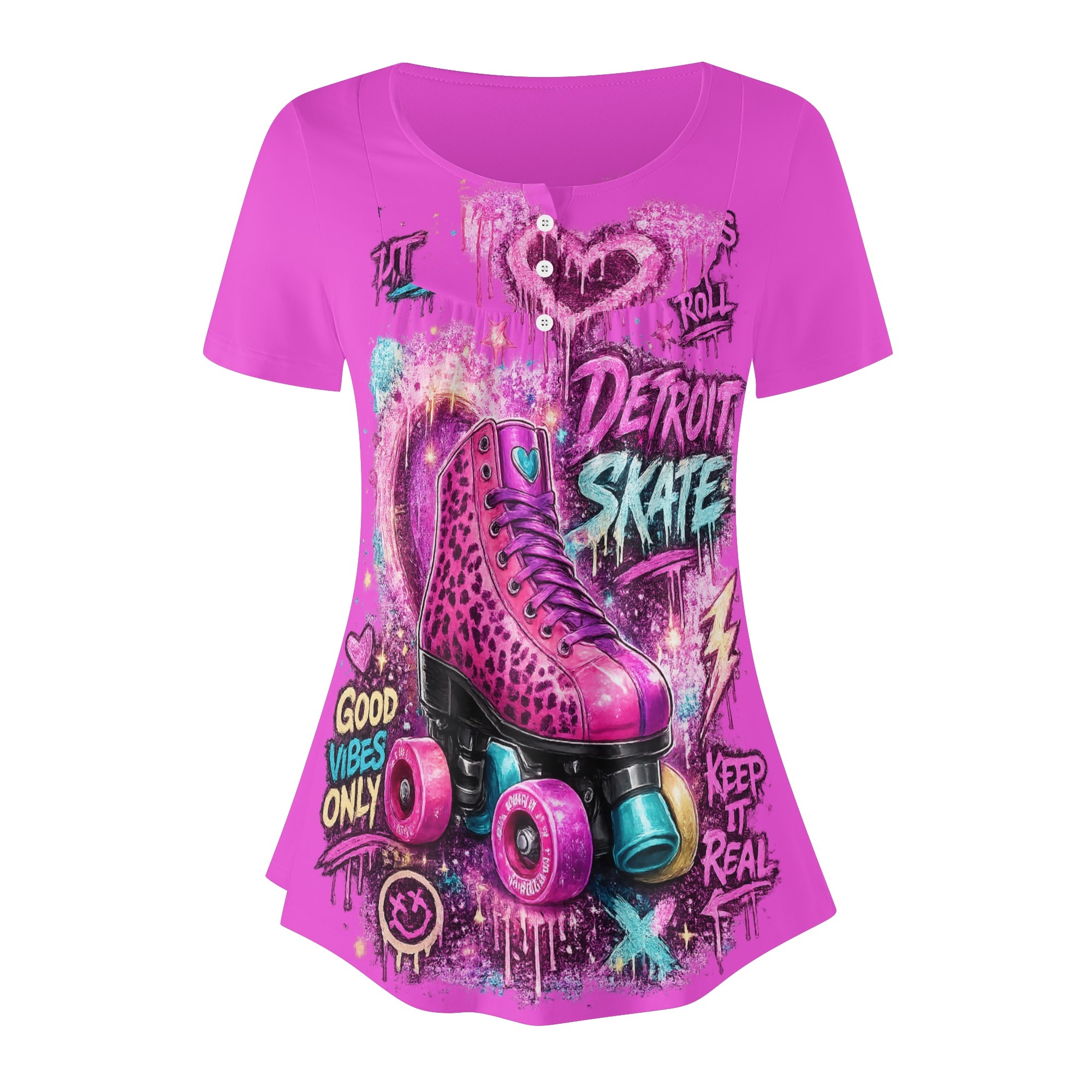 "Detroit Skate" Women's Blouse Multi Color - Image 8