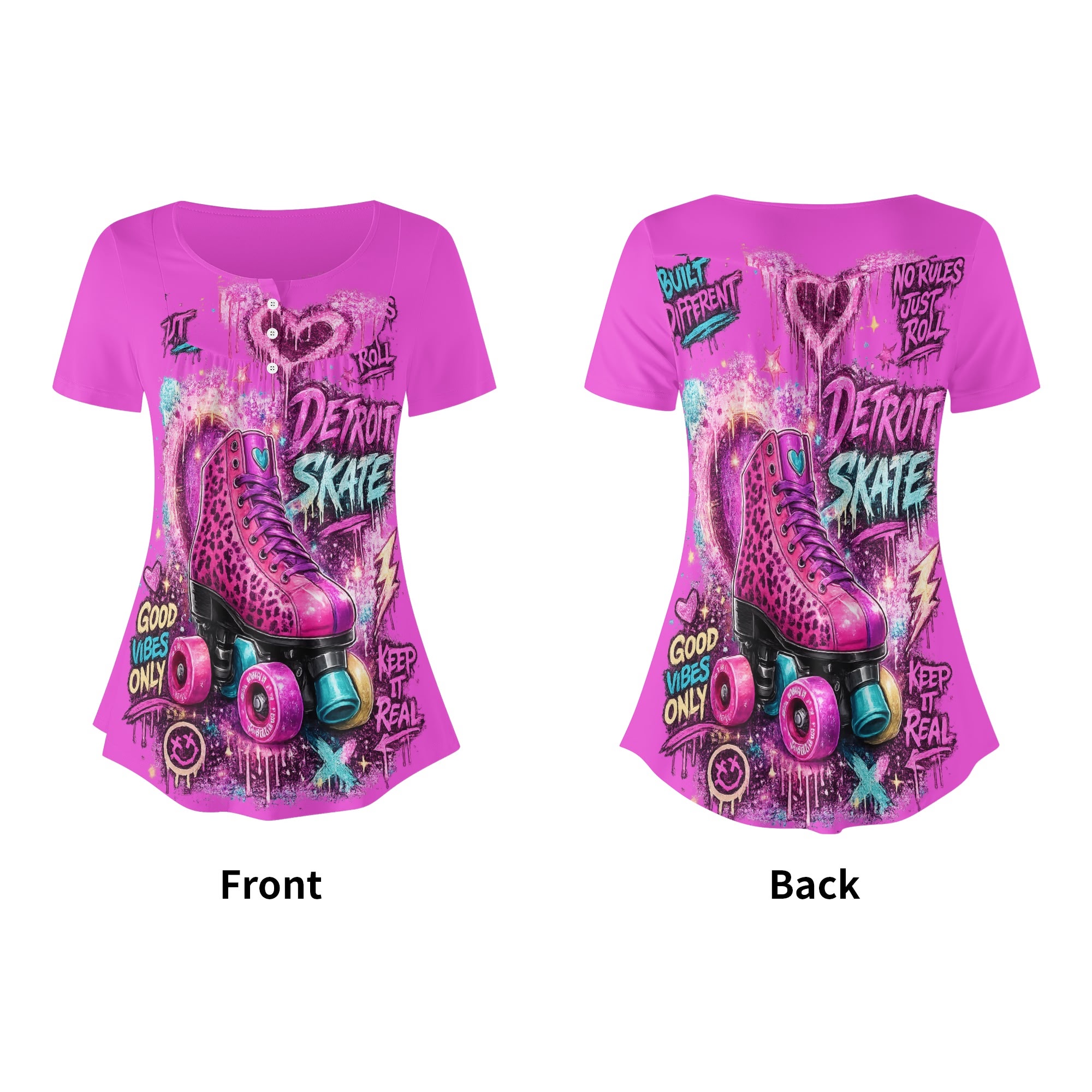 "Detroit Skate" Women's Blouse Multi Color - Image 10