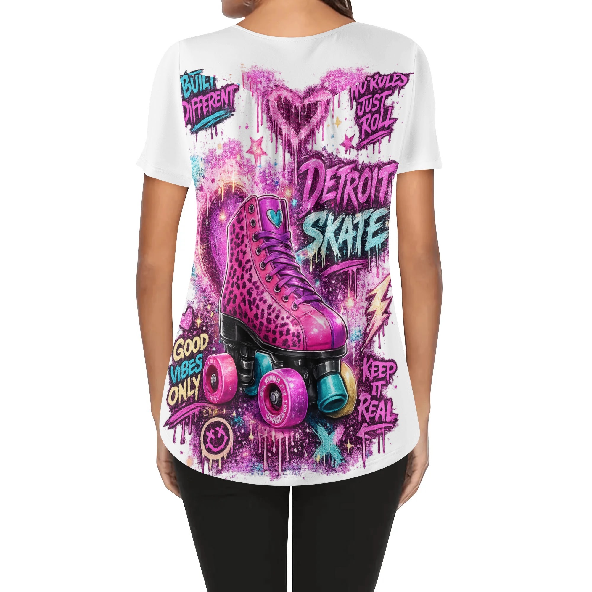 "Detroit Skate" Women's Blouse Multi Color - Image 12