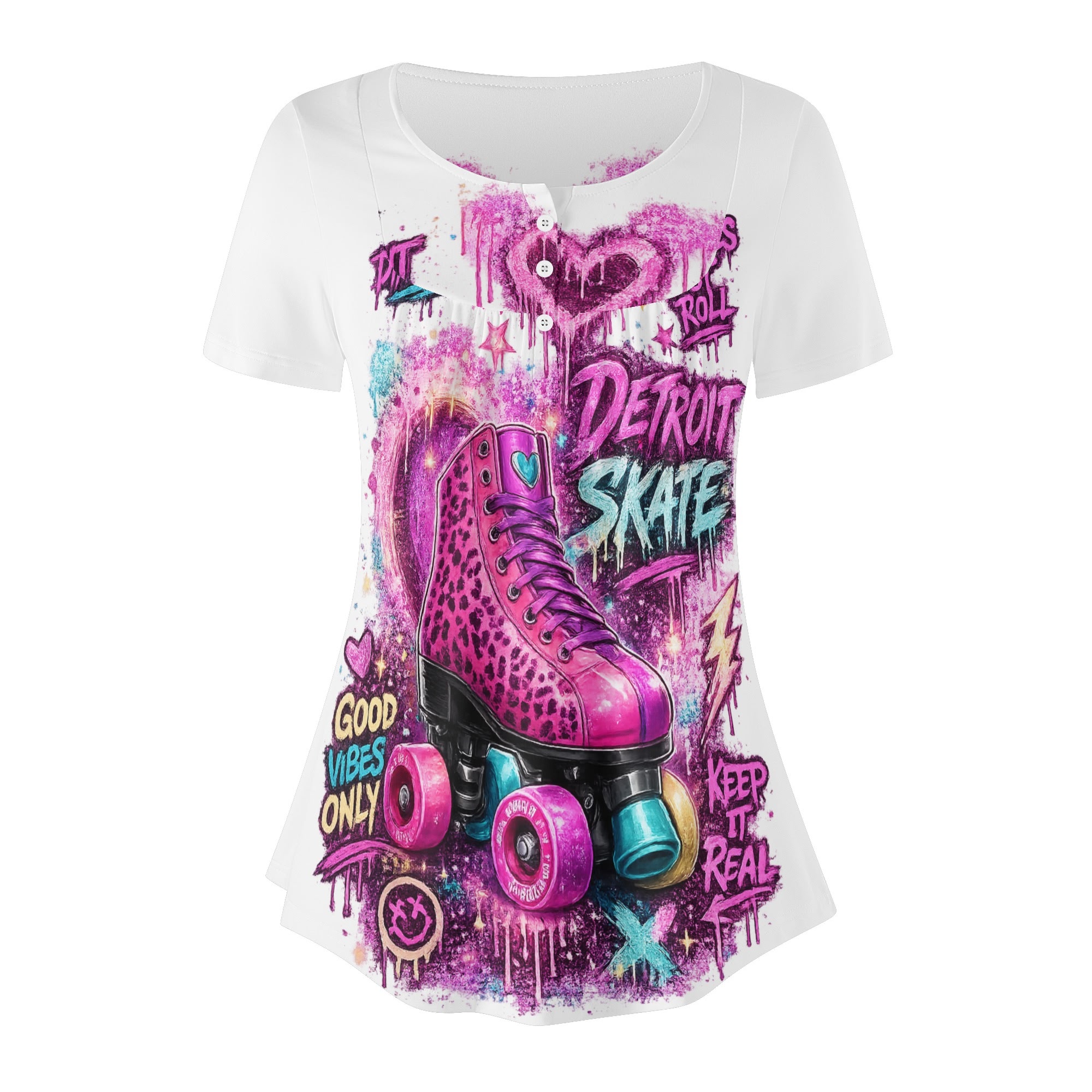 "Detroit Skate" Women's Blouse Multi Color - Image 13