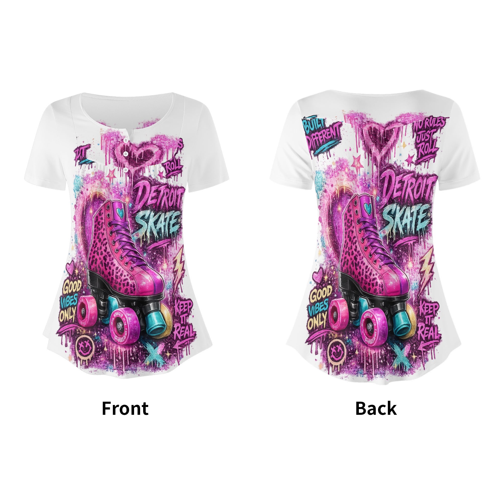 "Detroit Skate" Women's Blouse Multi Color - Image 15