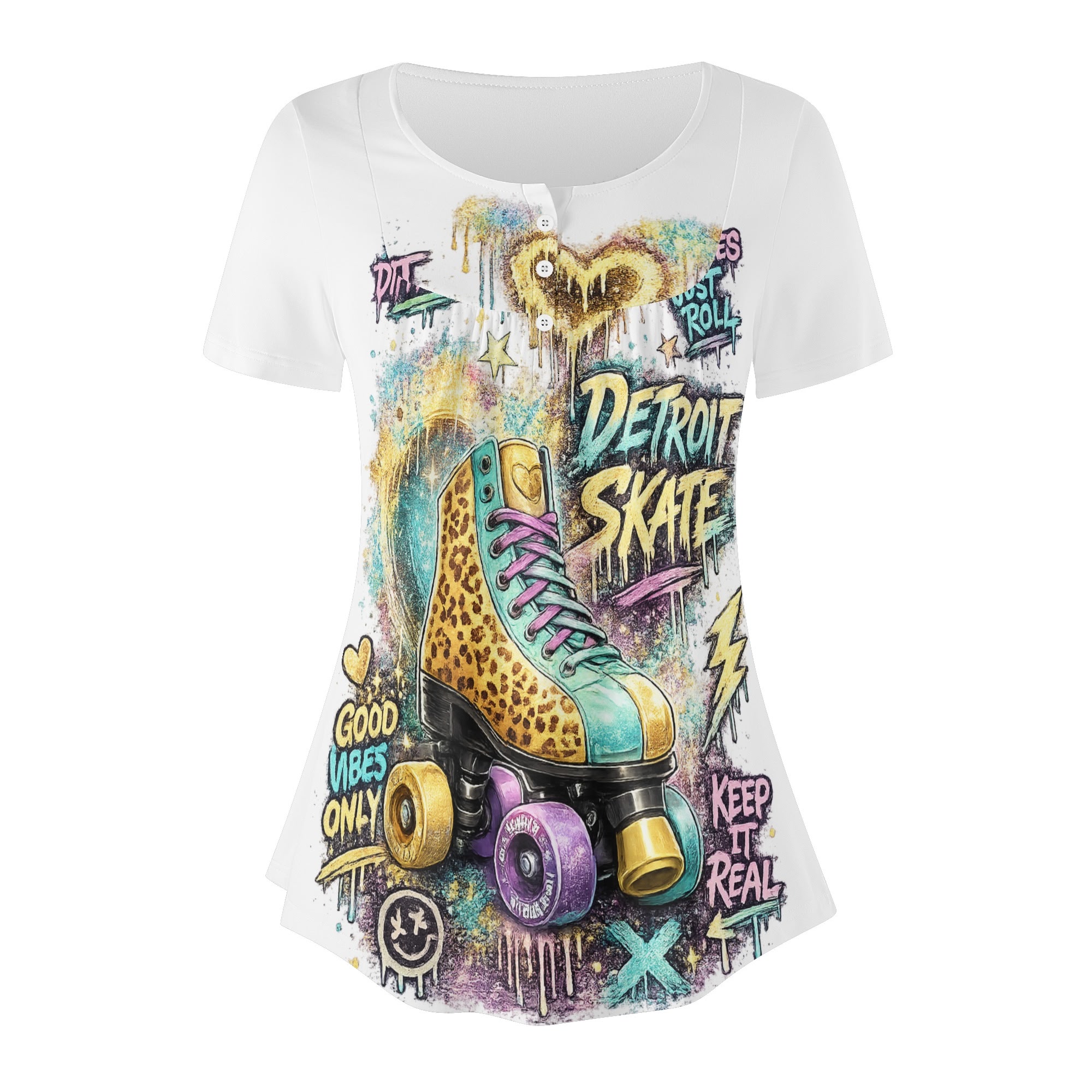 "Detroit Skate" Women's Blouse Multi Color - Image 18