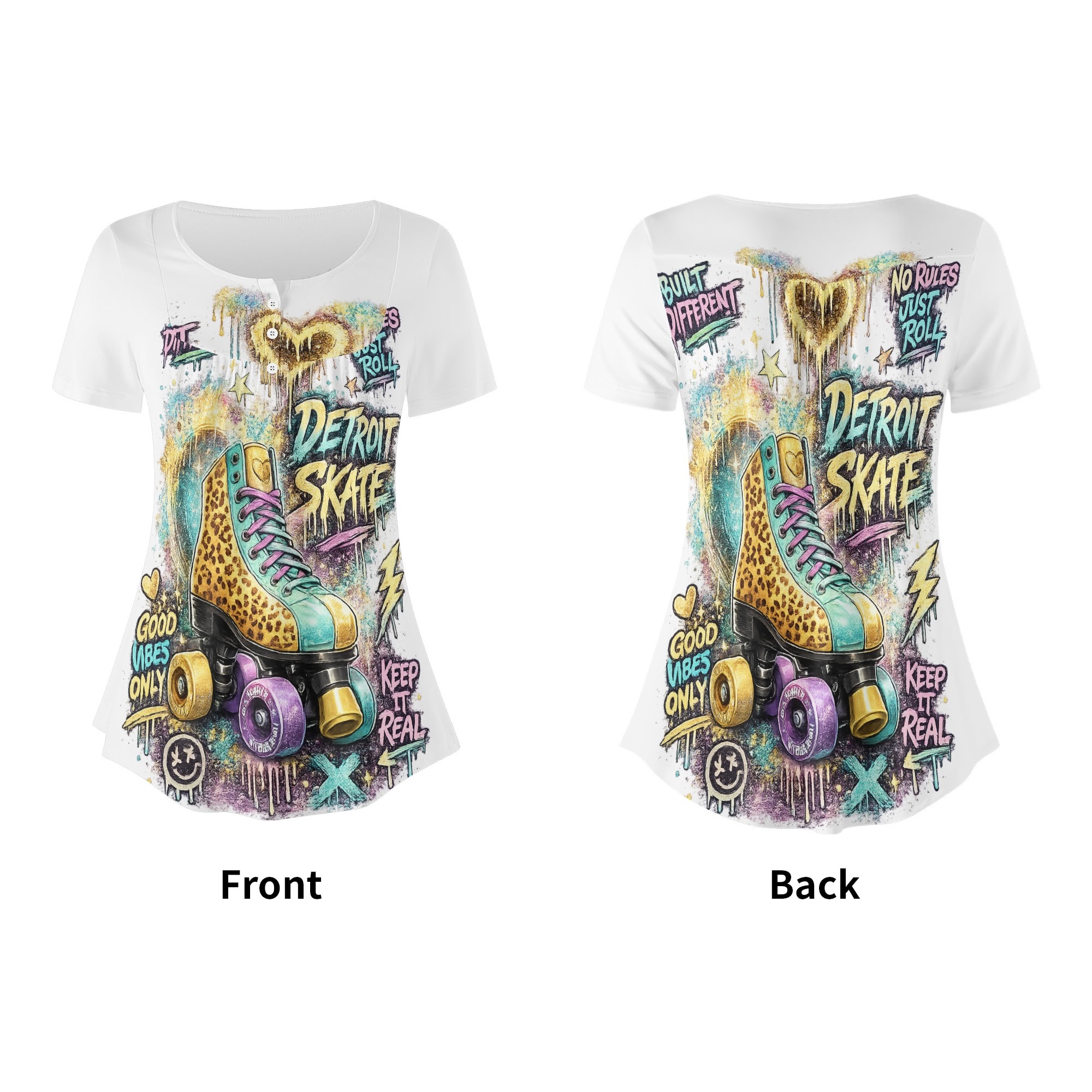 "Detroit Skate" Women's Blouse Multi Color - Image 20