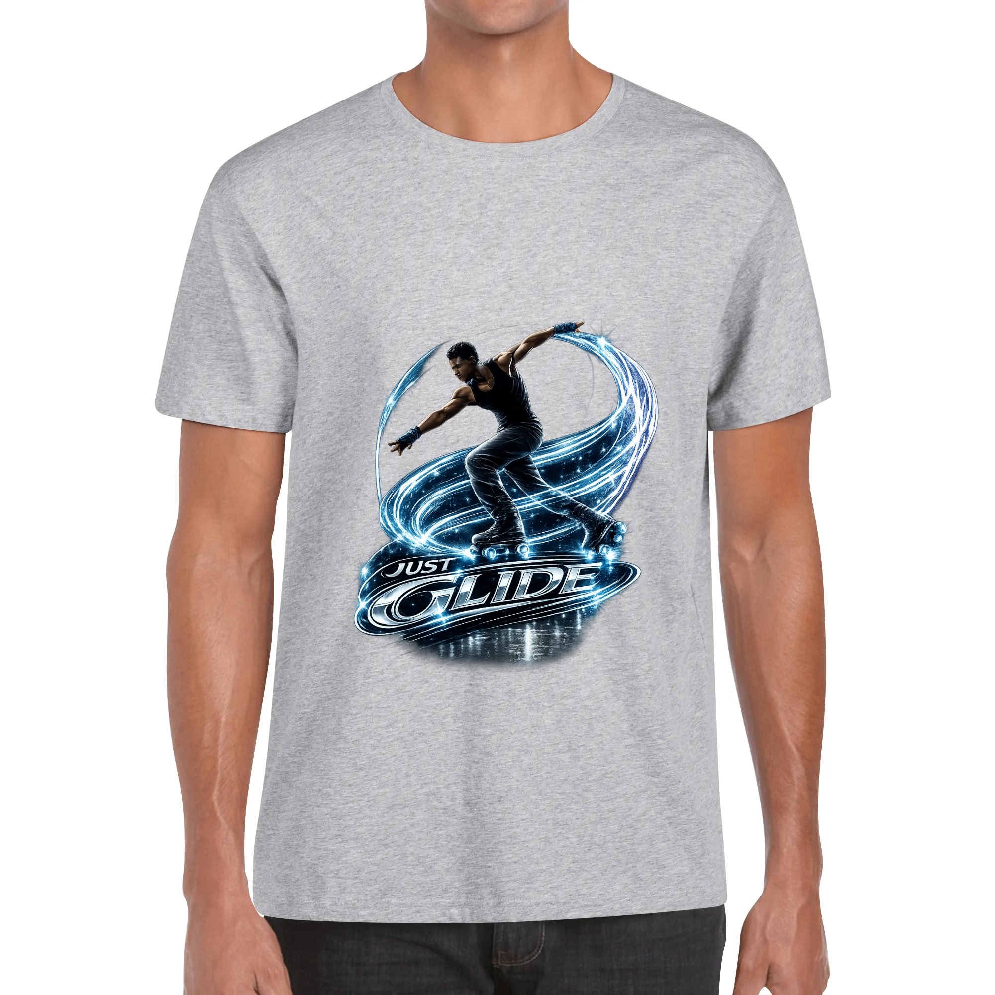 "Just Glide" Men's Cotton T-Shirt - Image 11