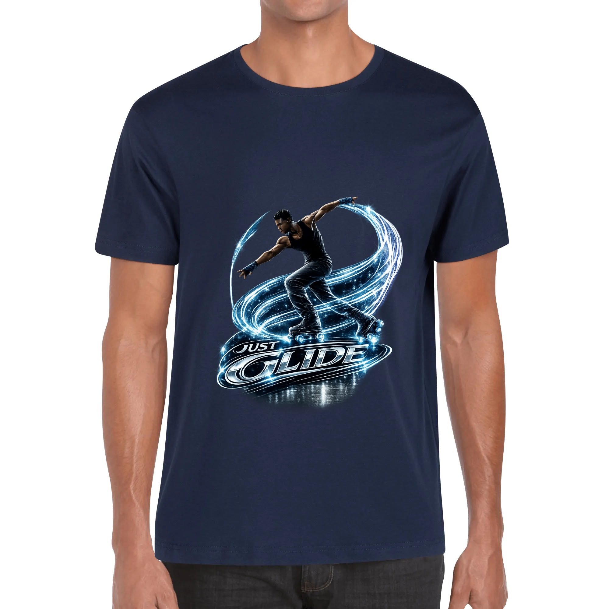 "Just Glide" Men's Cotton T-Shirt - Image 16