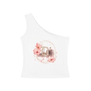 Women's One-Shoulder Crop Tank Top white