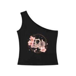 Women's One-Shoulder Crop Tank Top black