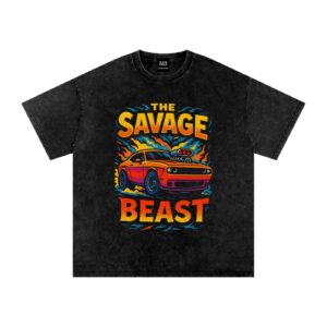 The Savage Beast Challenger Snow Washed Oversized Cotton T-Shirt