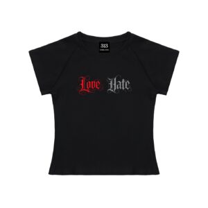 "Love/Hate" Raglan Sleeve Bodycon Top