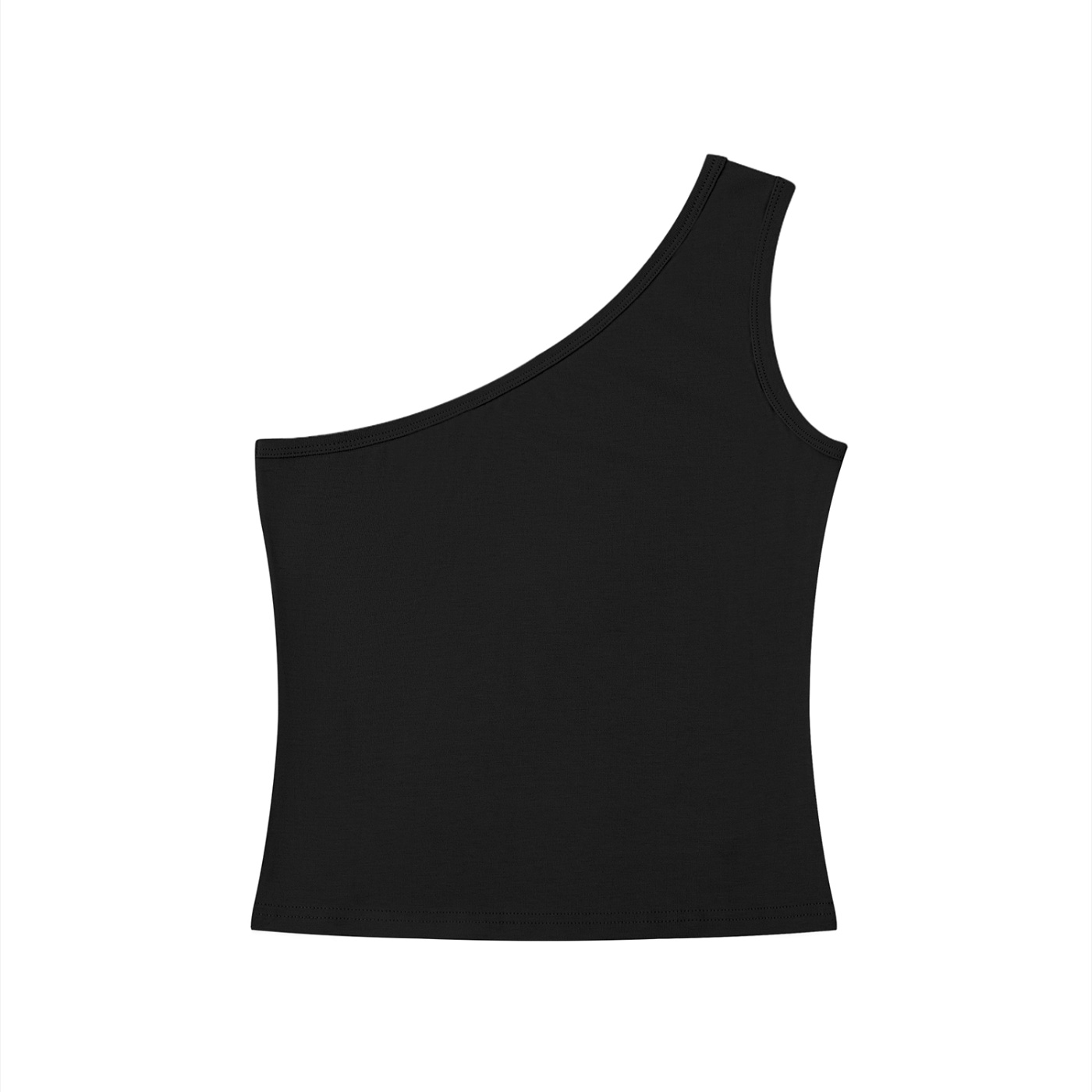 Women's One-Shoulder Crop Tank Top black - Image 2