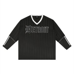 "DETROIT" Striped Soccer Jersey white/black