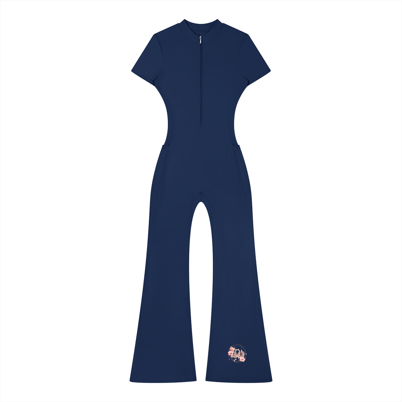 Women’s Tight Flared Leg Quarter-Zip Jumpsuit - Image 5