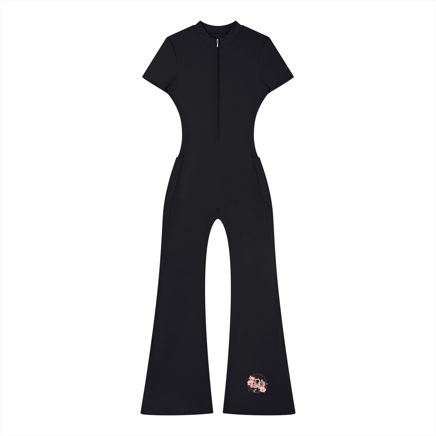 Women’s Tight Flared Leg Quarter-Zip Jumpsuit