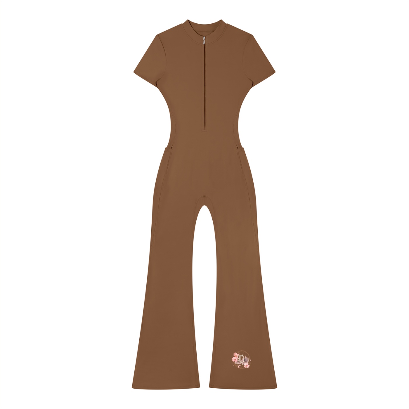 Women’s Tight Flared Leg Quarter-Zip Jumpsuit - Image 7