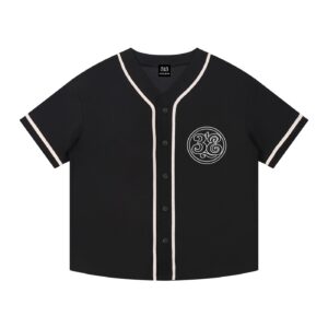 "DETROIT" Contrast Piped Button-Up Jersey white / black